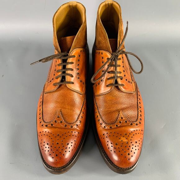 PHINEAS COLE Size 7.5 Tan Perforated Leather Wingtip Boots main image 4